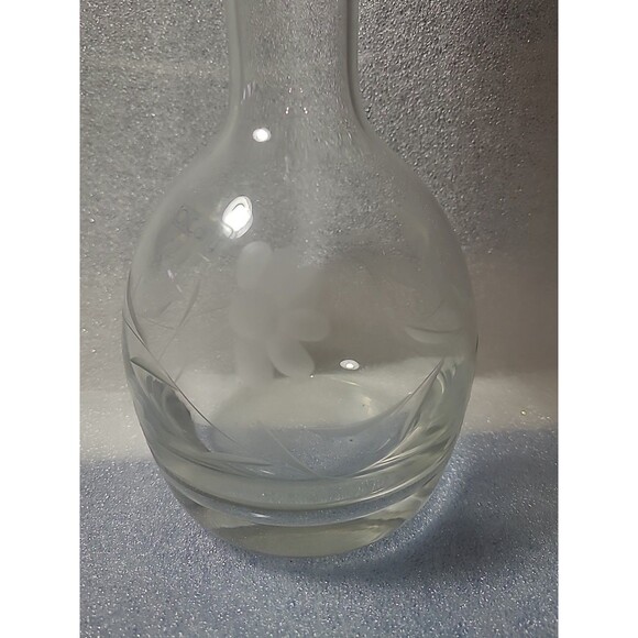 VINTAGE TOSCANY ROMANIA CRYSTAL DECANTER  ETCHED FLOWERS Heavy Stopper - Picture 6 of 7